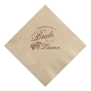 Shower her with more than just affection with the Peony Bride to Be Napkin, where 'Celebrating' heralds a soon-to-be-bride's name amidst the romance of peonies. It's the perfect prelude to 'I do,' served up with a side of elegance.