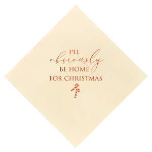The ever-popular Ivory Cocktail Napkin with Shiny Poppy Foil has a Candy Cane graphic and is good for use in Christmas themed parties and can be customized to complement every last detail of your party.