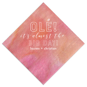 Spice up your pre-wedding celebration with the Olé Big Day Napkin. Featuring a spirited "Olé" in vibrant script, this fun and festive design captures the excitement and joy leading up to the big day. Perfect for adding a splash of fiesta to any event!