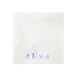 Custom Crosshatch Stone Cocktail Napkin with Satin French Blue Foil has a Cottage Fox graphic and is good for use in Animals themed parties and can't be beat. Showcase your style in every detail of your party's theme!