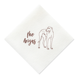 Customize a party favor with your pet on it! This napkin features a greyhound graphic and will be a pawfect addition to your wedding, dinner party, or birthday. 