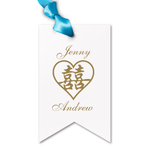 Our beautiful custom Poptone Convertible Red Diamond Gift Tag with Satin 18 Kt. Gold Foil has a Heart Double Happiness graphic and is good for use in Wedding themed parties and are a must-have for your next event—whatever the celebration!