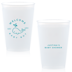 Customize this adorable baby shower cup! Featuring a whale graphic, you will have a whale of a time at your baby shower. 
