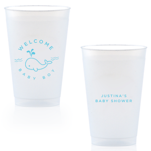 Customize this adorable baby shower cup! Featuring a whale graphic, you will have a whale of a time at your baby shower. 