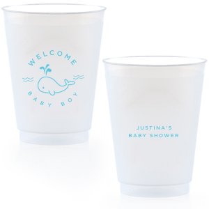 Customize this adorable baby shower cup! Featuring a whale graphic, you will have a whale of a time at your baby shower. 