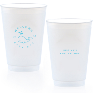 Customize this adorable baby shower cup! Featuring a whale graphic, you will have a whale of a time at your baby shower. 