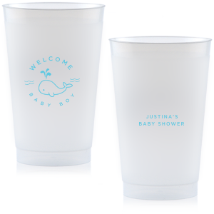 Customize this adorable baby shower cup! Featuring a whale graphic, you will have a whale of a time at your baby shower. 