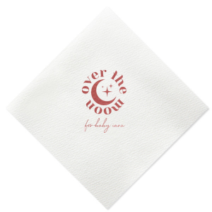 Personalize a celestial baby shower napkin! Featuring a star an moon graphic, you can customize this baby shower napkin with the name of the baby. 