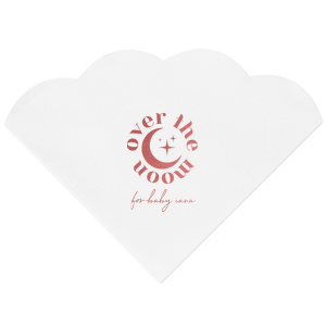 Personalize a celestial baby shower napkin! Featuring a star an moon graphic, you can customize this baby shower napkin with the name of the baby. 