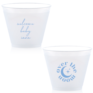 Celebrate your baby shower with custom cups! Personalize with the name of the baby to be, and revel in the beautiful of the moon motif design. 
