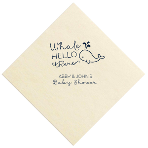 ForYourParty's elegant Tiffany Blue Cocktail Napkin with Matte Navy Foil has a Whale graphic and is good for use in Animals, Birthday, Kid Birthday and Baby Shower themed parties and will give your party the personalized touch every host desires.