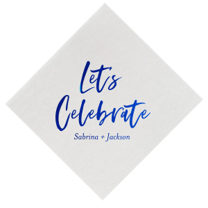 Sprinkle cheer across your tables with the Festive Let's Celebrate Wedding Napkin. Bold and bright script sets off the party vibe, while your names and date below keep the memories close. A spirited touch for a day to remember!