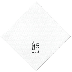 Infuse your celebration with the refined simplicity of the Vino Duo Sketch Napkin. This minimal yet trendy design features a hand-drawn wine glass and bottle, capturing the essence of a good time. Below, add a personalized touch with your initials in a handwritten-style font, perfect for toasting to love and life at a wedding, engagement party, or birthday gathering.