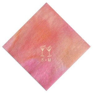 Accent your special event with the sleek Minimal Martini Pair Napkin, featuring a pair of hand-drawn martini glasses in a modern, understated style. Below the artwork, personalize with your initials for a custom touch that's perfect for a wedding toast, engagement celebration, or sophisticated birthday affair.