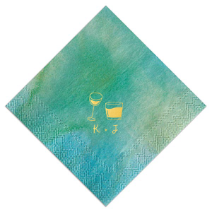 Elevate your table setting with the Sip in Style Dual Glass Napkin, presenting a hand-drawn depiction of both a wine and a martini glass in a contemporary, minimalist fashion. Below the refined design, your initials await personalization in an elegant handwritten font, making this napkin a perfect match for weddings, engagement parties, or chic birthday celebrations.