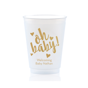 Expect good times with our Oh Baby Cup! Available in a variety of cup styles and colors, customize the design to with names and details to help welcome your own bundle of joy into the world.
