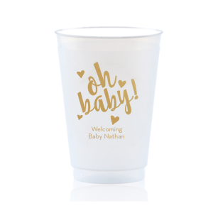 Expect good times with our Oh Baby Cup! Available in a variety of cup styles and colors, customize the design to with names and details to help welcome your own bundle of joy into the world.