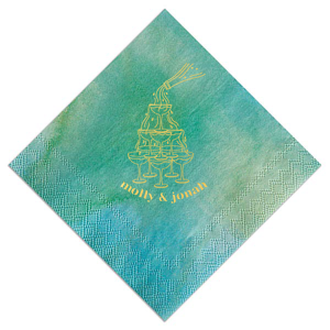 Cheers to a classic! Our Classic Champagne Tower Napkin is one of our most popular designs available in a variety of paper and ink colors. Customize your product to best suite your impeccable taste for your upcoming function or event.