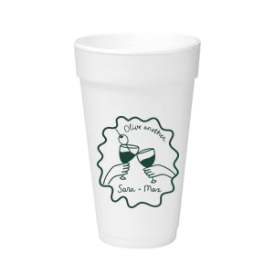 Celebrate one of a kind memories with the Olive Another Cheers Cup! The cheeky yet trendy design features a hand-drawn pair of cheersing glasses within a ribbon frame. Customize the design with your choice of text and foil stamp colors to best match your taste.