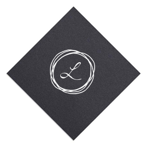 Enhance your table setting with the Modern Scribble Initial Napkin. Showcasing a whimsical scribble circle around your chosen initial, it infuses contemporary elegance and personalized style into every meal, making each dining experience uniquely chic.