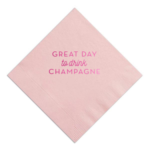 The Great Day To Drink Champagne Napkin design jubilantly invites celebration. Featuring the bold proclamation "Great Day to drink Champagne" with "to drink" playfully scripted, it symbolizes the joy of special occasions. This simple yet striking design elevates any event, encapsulating the essence of festive cheer and memorable milestones.