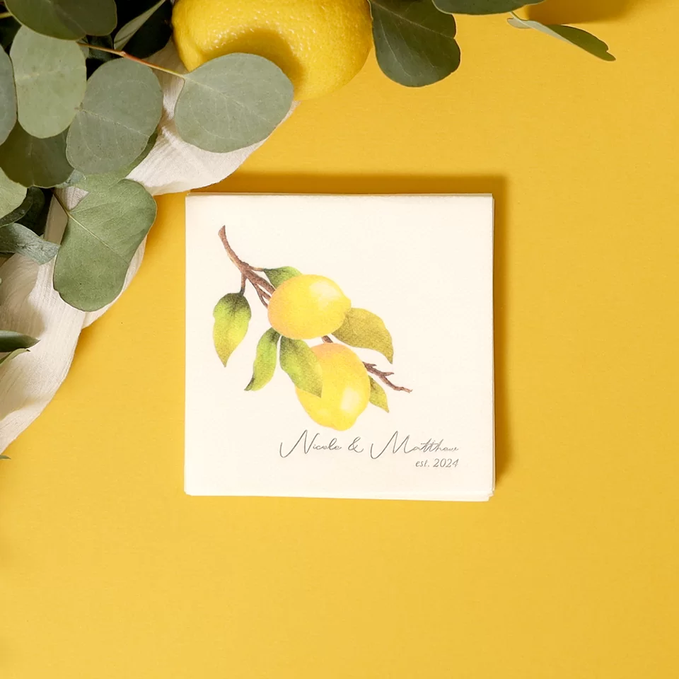 Classic Italian Wedding Lemon Custom Photo Napkin