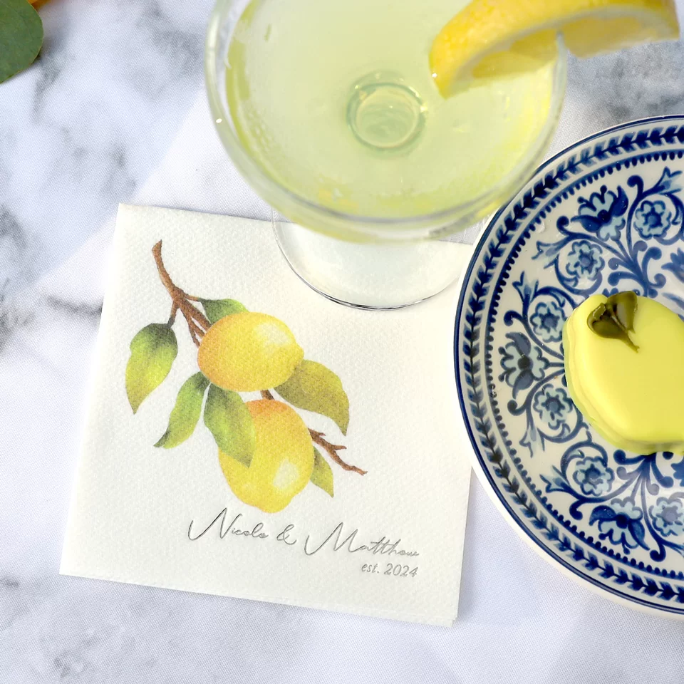 Classic Italian Wedding Lemon Custom Photo Napkin