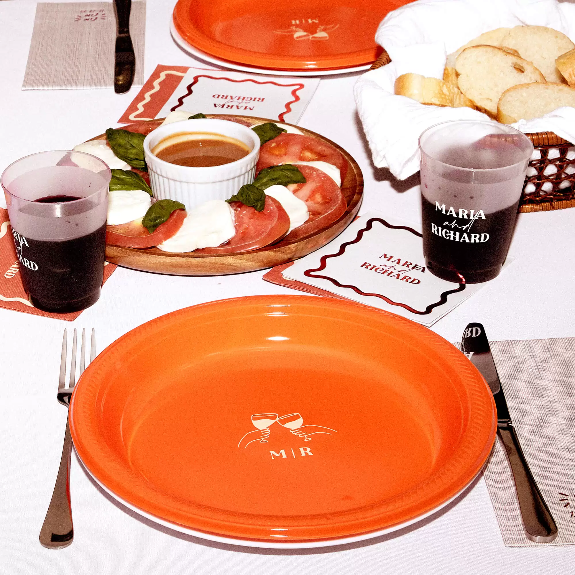 Pasta Party Names Cheers Plate