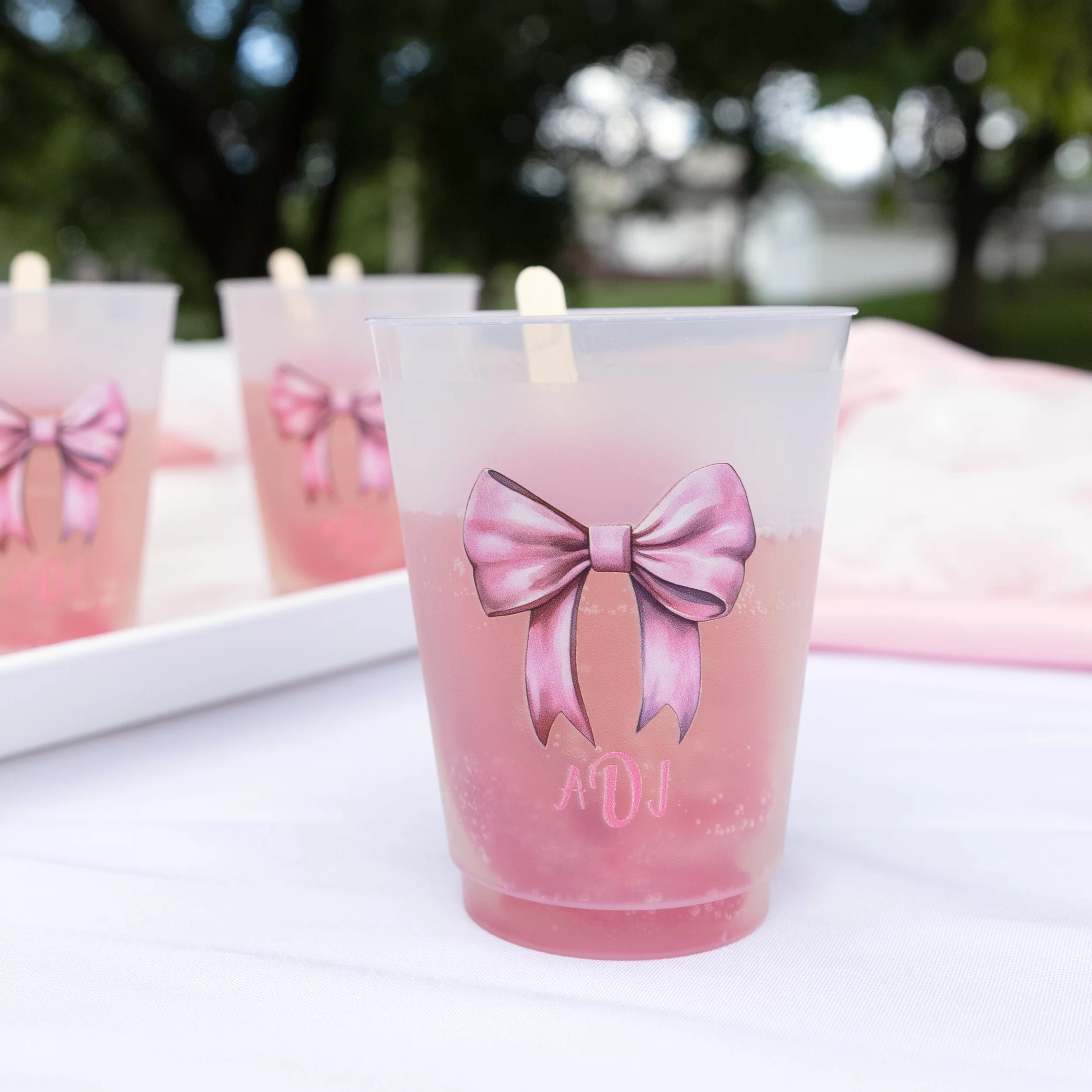 Illustrated Bow Monogram Cup