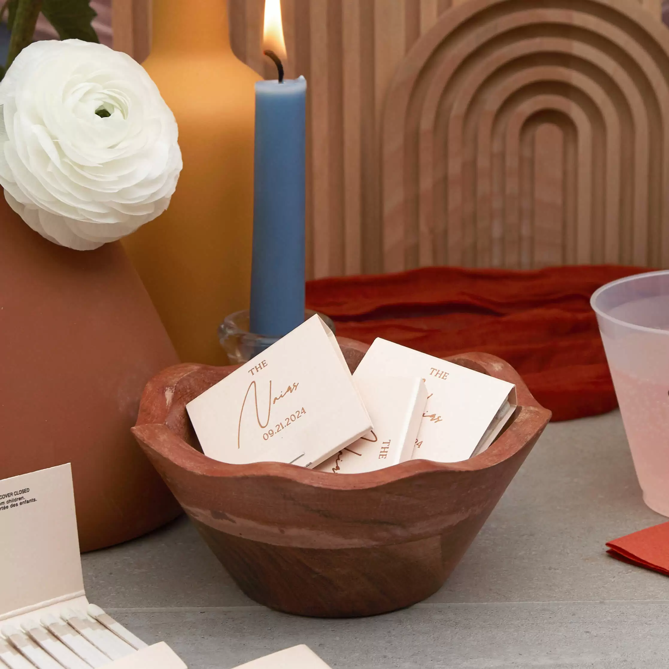 Boho Terracotta Elegance Wedding Matchbook