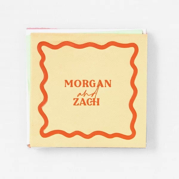 Personalized linen like napkin with two names