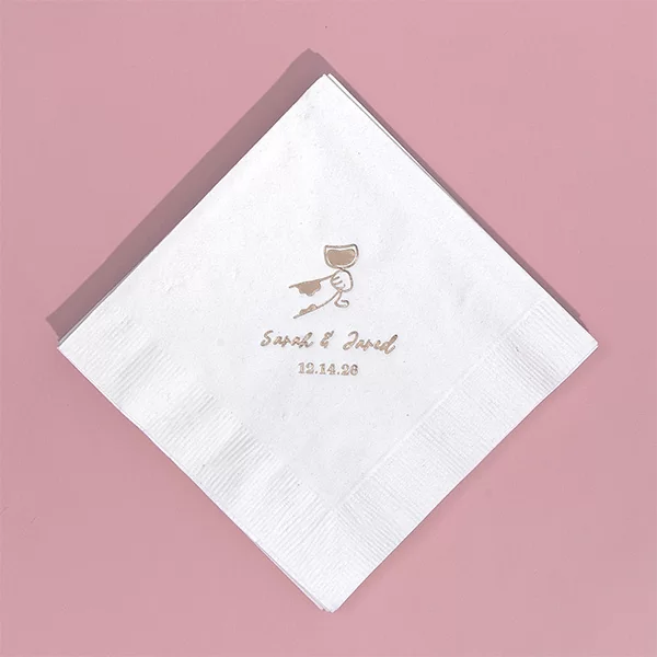 White napkin with a cat hand holding a wine glass