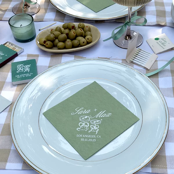  Wedding Glass & Bow Napkin