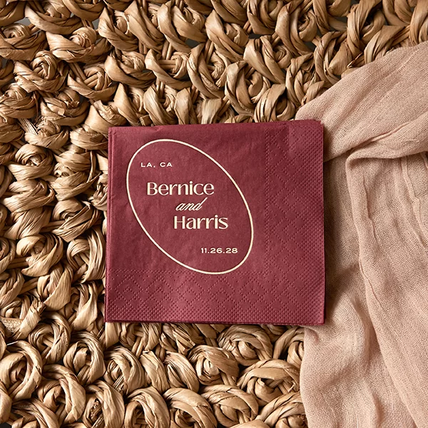 Ringed Couple Names Napkin