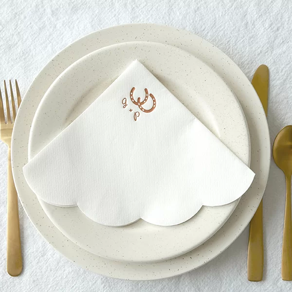 Horse Show Scalloped Napkin on Dinner Plate