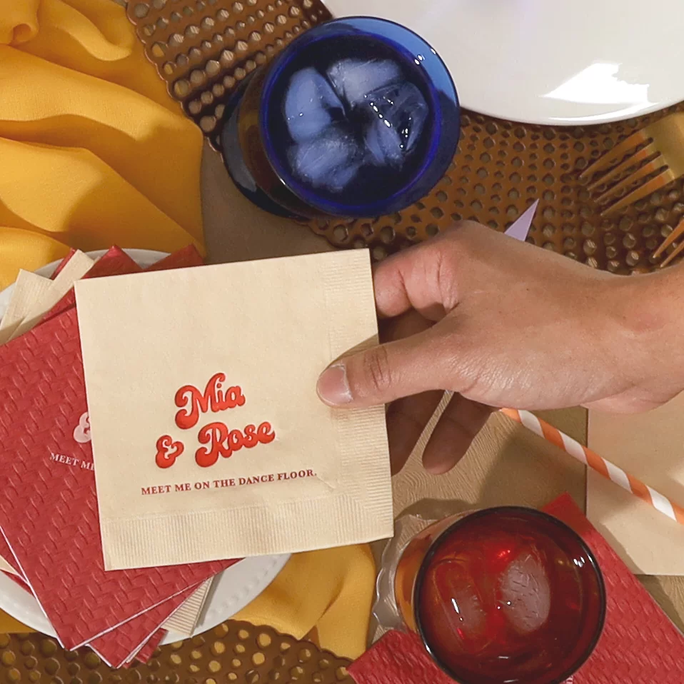 3 ply, cocktail napkin, meet me on the dance floor, names