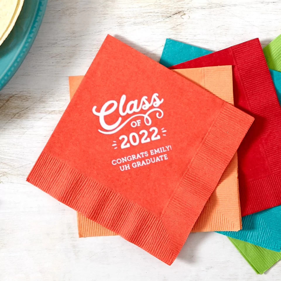 Swirly Class of Graduation Name Napkin
