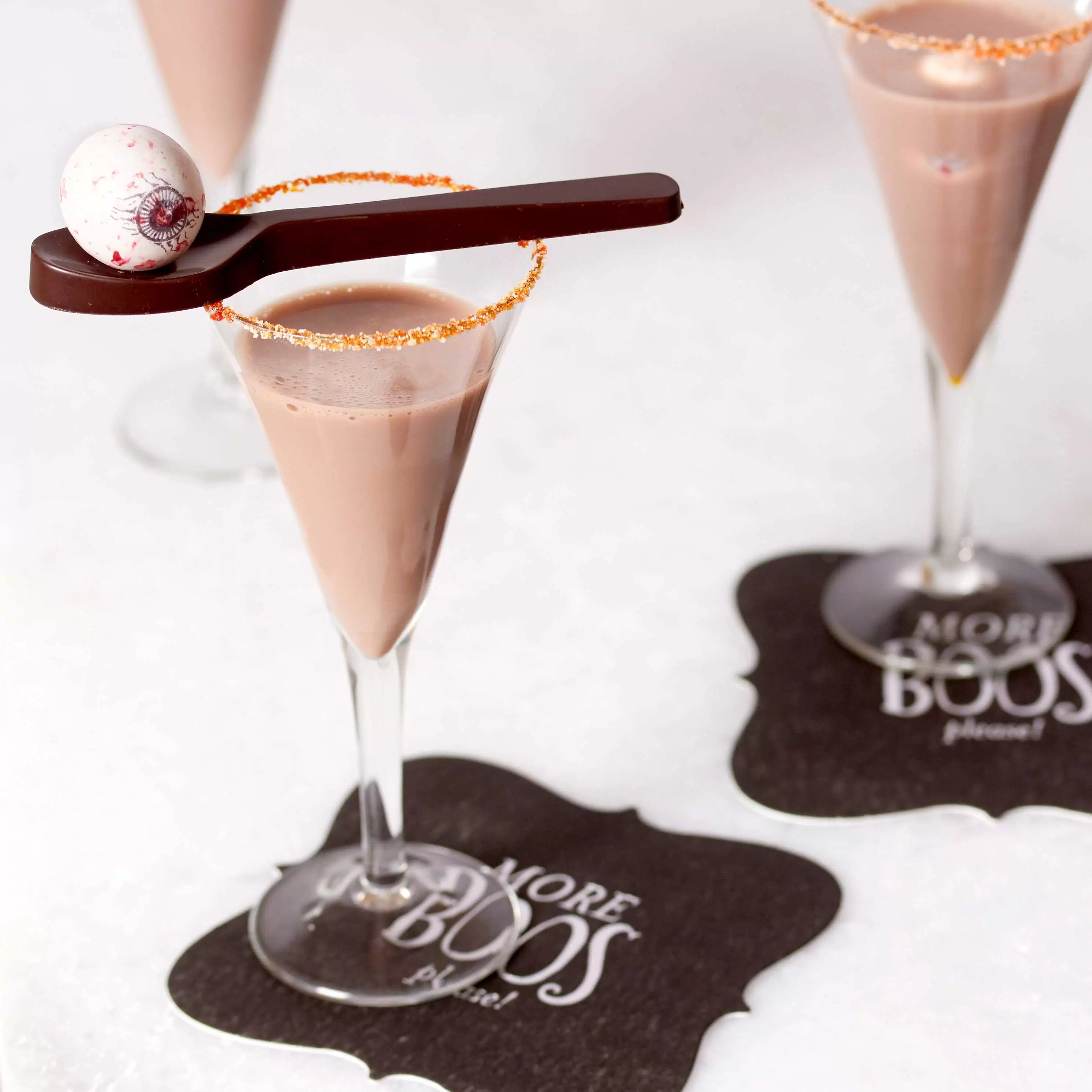 halloween cocktail with personalized coaster