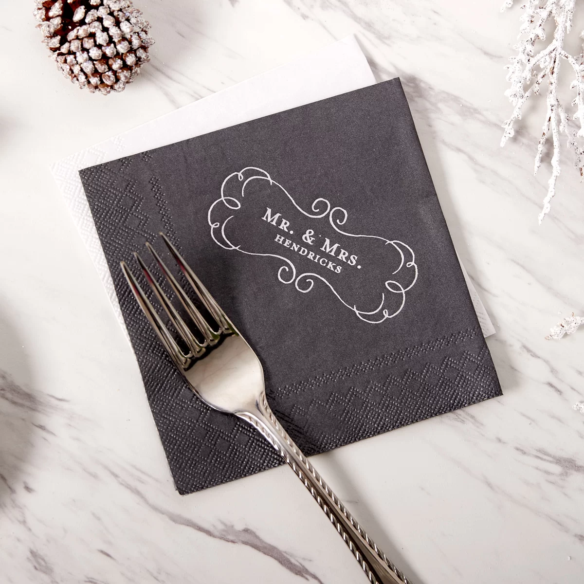 foil stamped wedding napkin