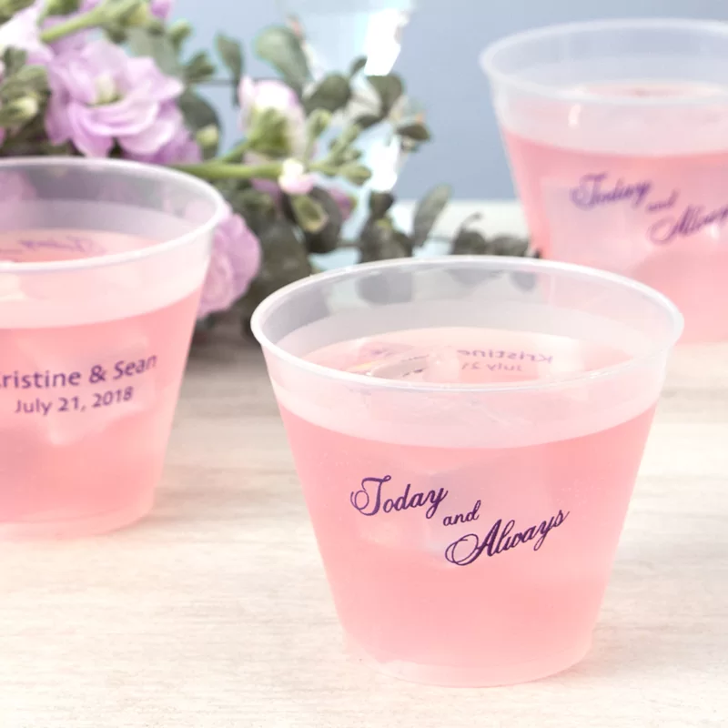 frosted plastic wedding wine cups