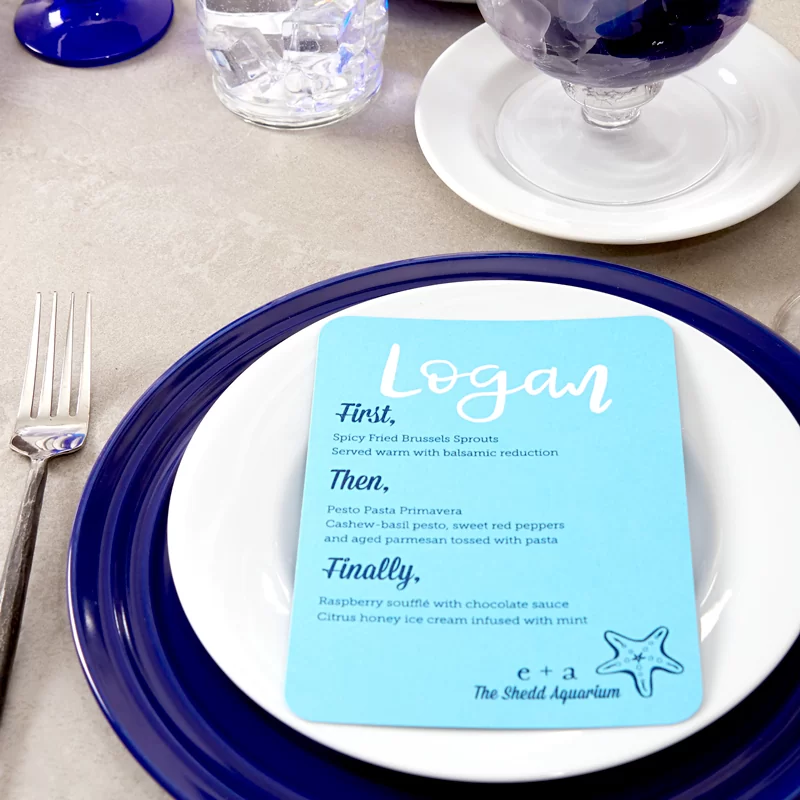 ocean themed or ocean destination wedding supplies like custom wedding menus