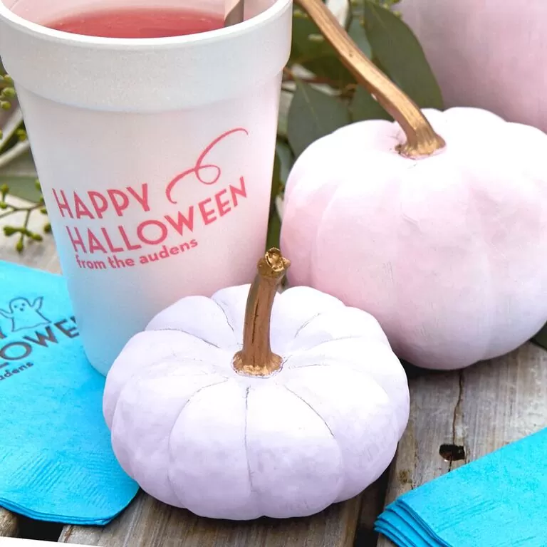 pastel pumpkin DIY with custom designed party accessories