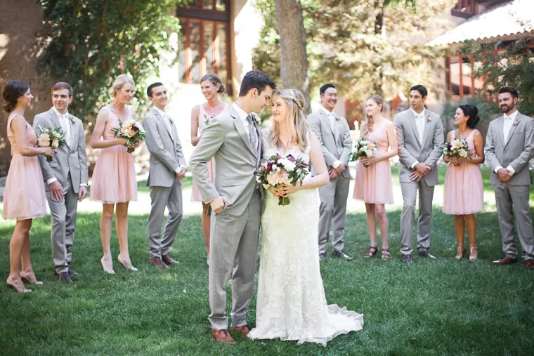Blushing Color Palette Wedding Party Photo