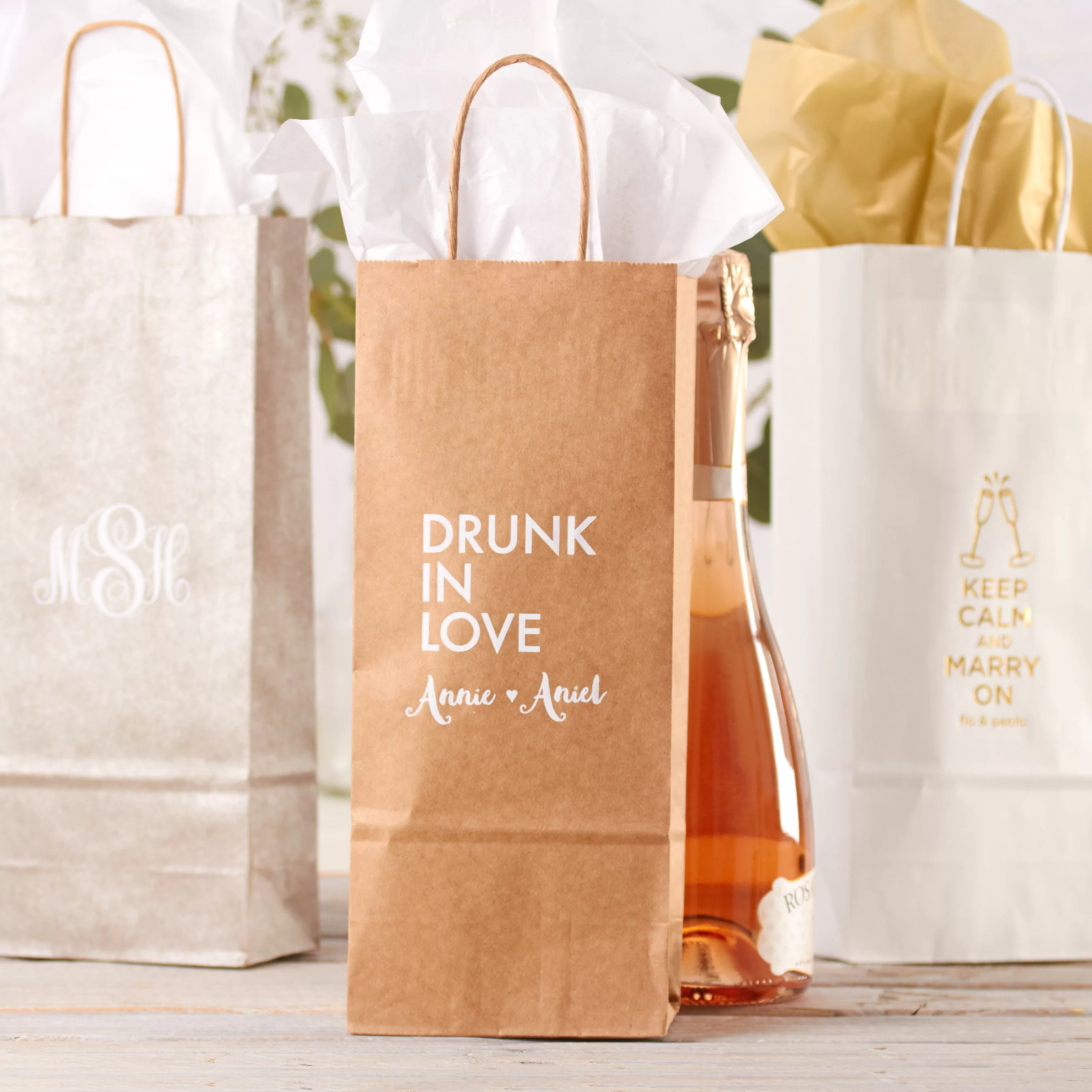 custom printed gift bags for wedding and party favors