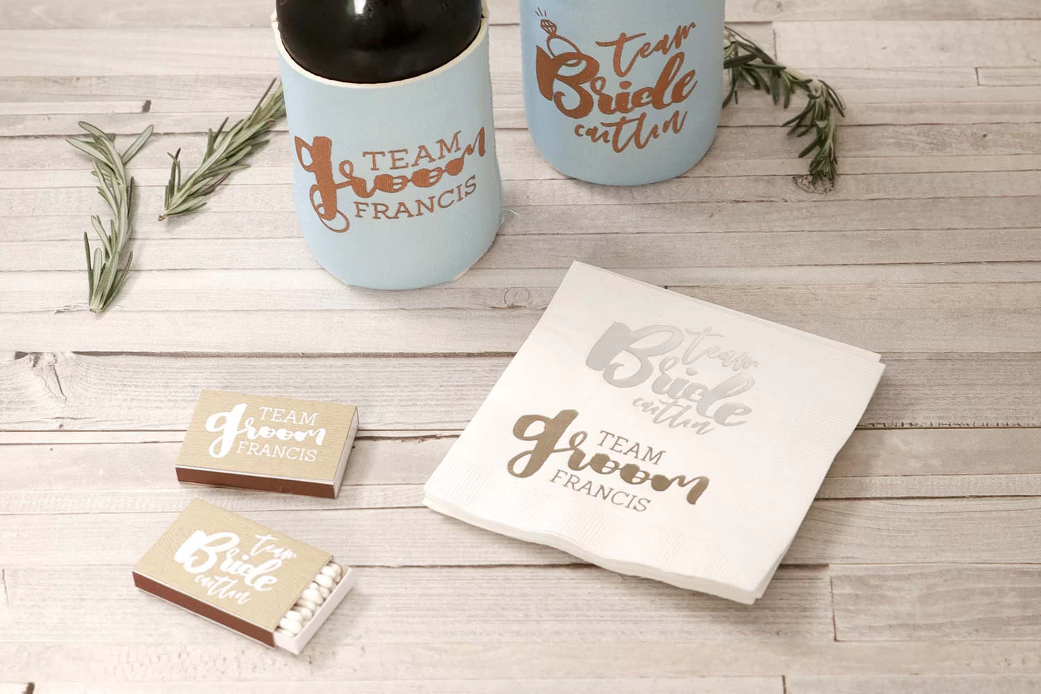 custom designed combined bachelor and bachelorette party accessories