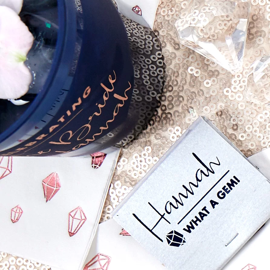 Personalized party accessories for your Gemstone Bridal Shower theme