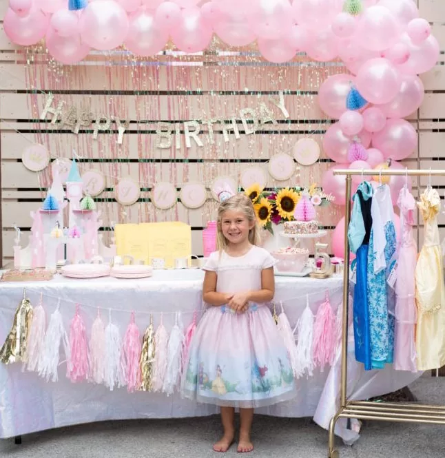 custom designed princess party with dress-up station