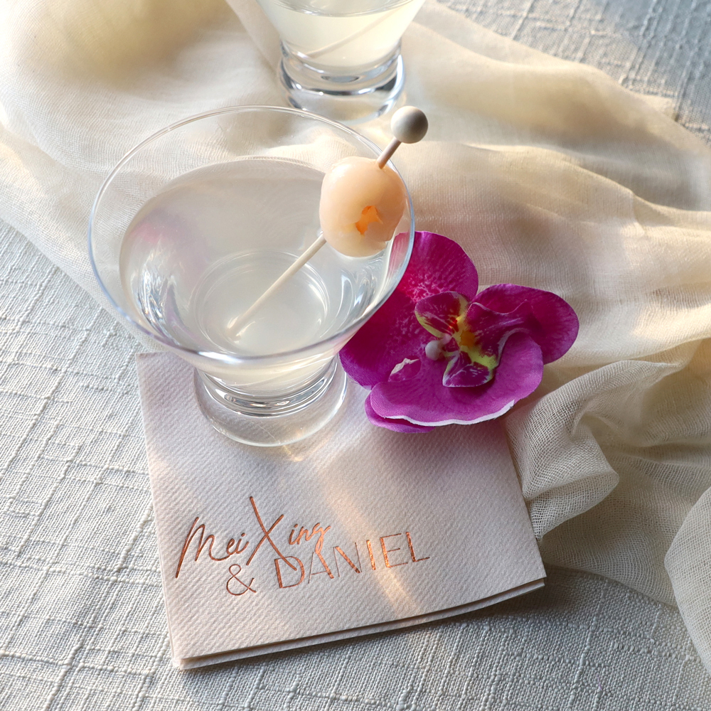 White Lotus custom cocktail napkin