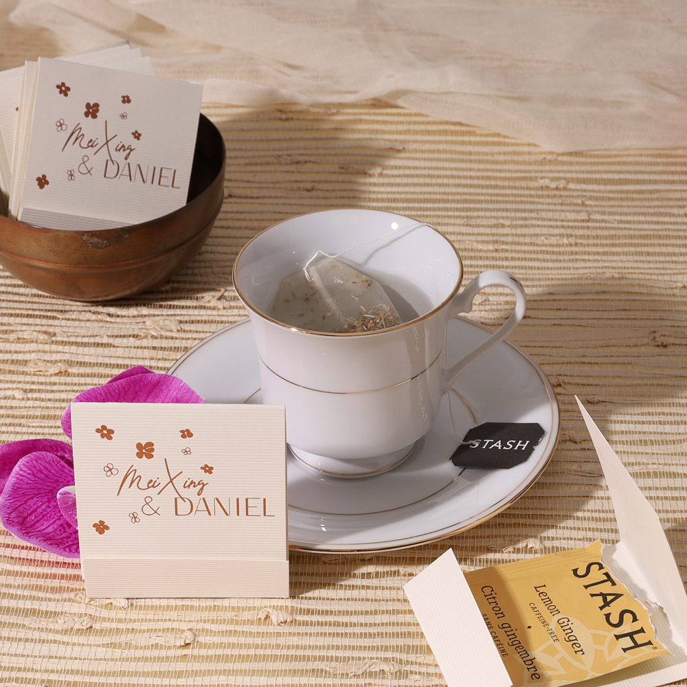 White Lotus custom tea favor