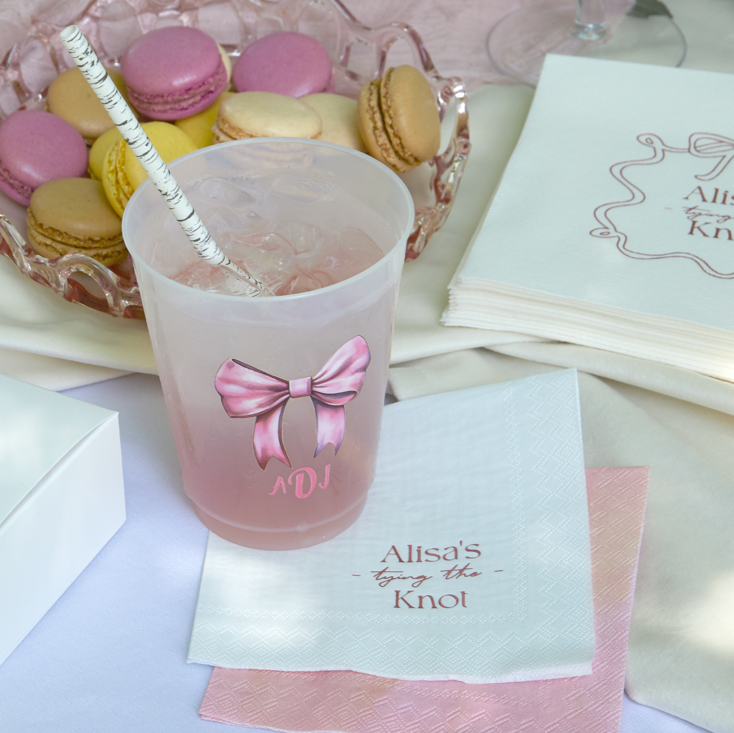 Bow and vows, romantic party goods